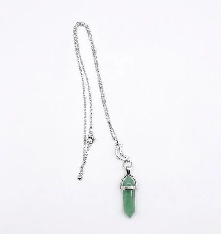 Collar cuarzo verde con cadena de acero