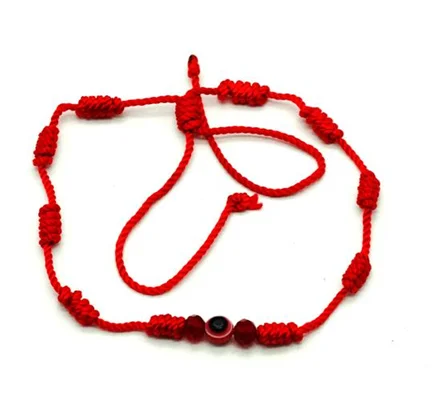 Pulsera de 7 Nudos roja con Ojo Turco