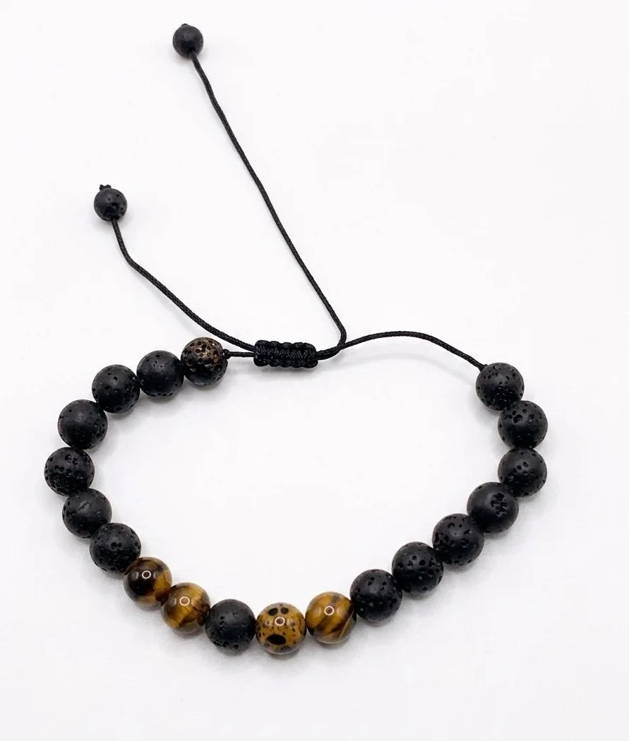 Pulsera Piedra Volcánica y Ojo de Tigre